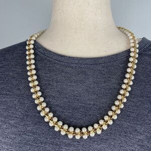 Vintage Napier Gold Tone Faux Pearl Necklace